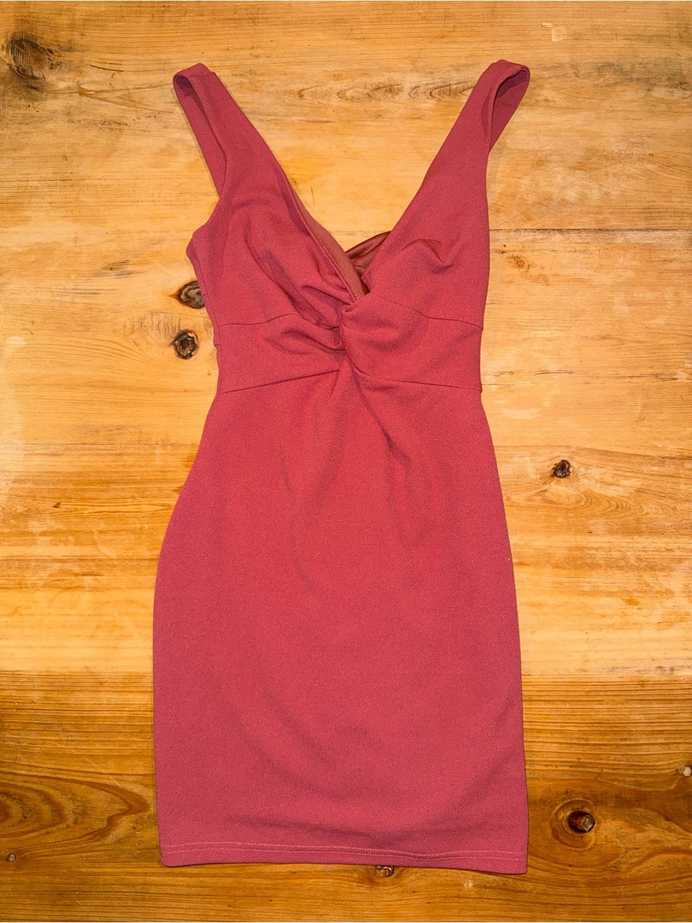 Lulus Dusty Rose Twist Front Cutout Bodycon Mini Dress S NWT